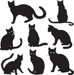 Cat collection black silhouettes 