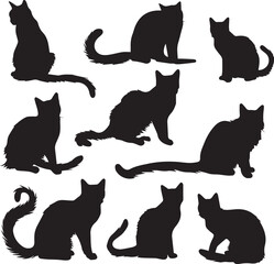 Cat collection black silhouettes 