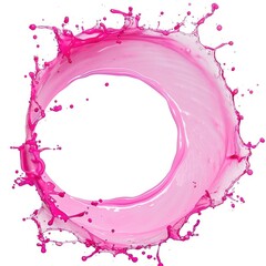 Circle of Paint: Pink Liquid Splash on White Background with Text Space