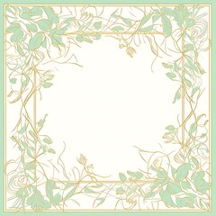 a free vintage hand drawn frame for a wedding invitation, in the style of light green and green. Generative Ai