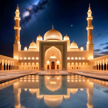 beautiful mosque, sky with clouds background natural movement