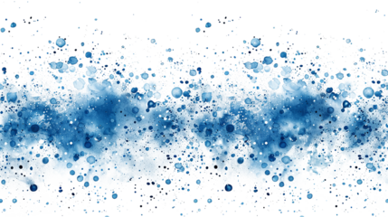 Abstract digital pattern featuring blue dots on white and transparent background, resembling a serene water droplet design
