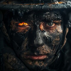 Fototapeta premium Saved from the Fire: A firefighter holds a child, with a burning building behind, Generative AI.