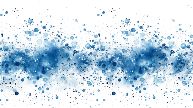 Abstract digital pattern featuring blue dots on white and transparent background, resembling a serene water droplet design