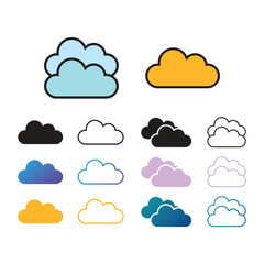 cloud icon set in flat style with background.