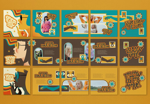 Yellow Retro Summer Fashion Instagram Carousel