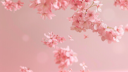 Fototapeta premium Pink flowers are floating in the air, creating a sense of lightness and beauty