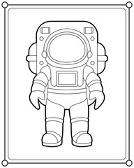 Astronaut in space suitable for children's coloring page vector illustration