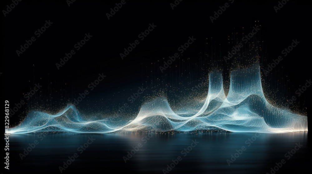 Poster mesmerizing flow of blockchain data particles,