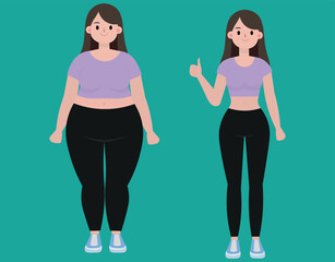 Fat and thin woman, before and after demonstration