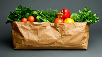 A bag of vegetables is on a grey surface
