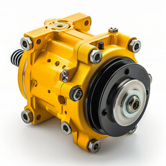 Yellow Aluminum Frame DC Motor on White Background