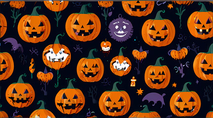 Halloween Pumpkin Head Pattern Theme