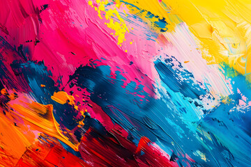 A vibrant and energetic abstract artwork with bold brushstrokes and splashes of color, perfect for printing on canvas prints and tapestries. 