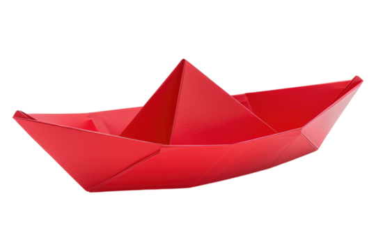 Red paper boat isolated on a white background