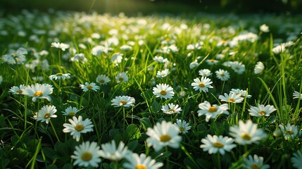 Daisies scattered across a meadow