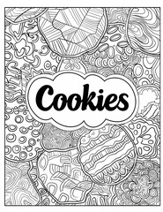 Gourmet Cookie Patterns: Intricate Pages to Color  - Coloring Page for Adults - Line Art - Printable pages 