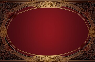 red and gold frame with gold foil on a red page, in the style of traditional animation, dark beige, maroon, ornate simplicity. Generative Ai