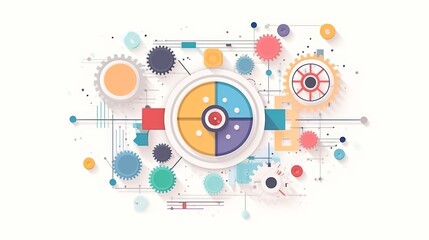 Obraz premium machine learning flat design top view education theme animation Tetradic color scheme