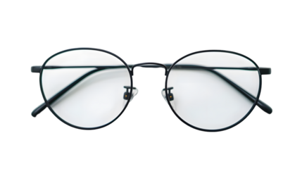 black eye glasses isolated on a transparent background