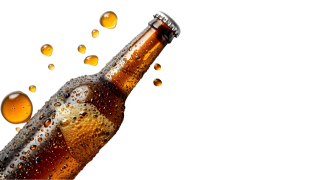 beer bottle pour wine isolated on a transparent background