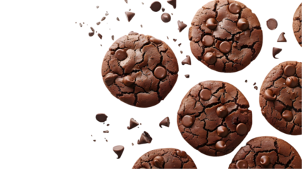 Chocolate cookies isolated on a transparent background
