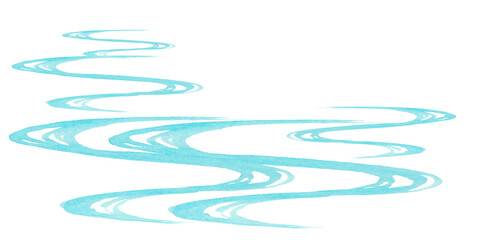 透明水彩で描いた和風の波紋の背景イラスト　流水紋