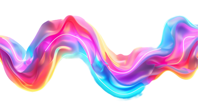 multicolor neon line isolated on a transparent background