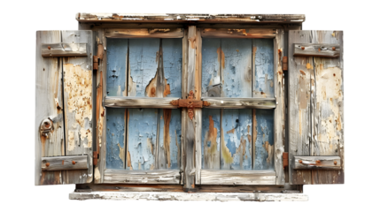 Old wooden window isolated on a transparent background