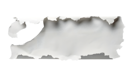 piece of white paper tear isolated on a transparent background