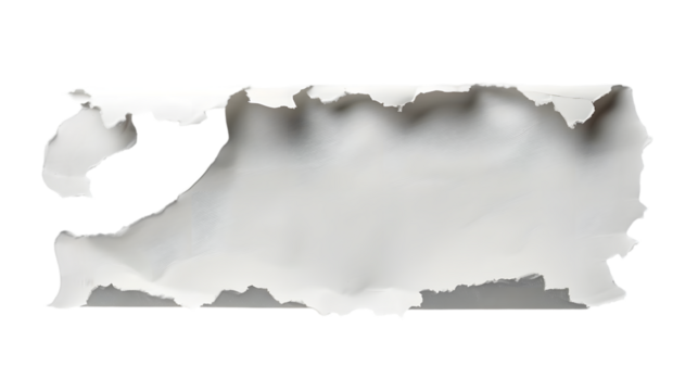 piece of white paper tear isolated on a transparent background