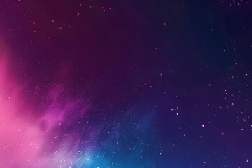 Pink and Purple Aurora on Black Background with Starry Sky