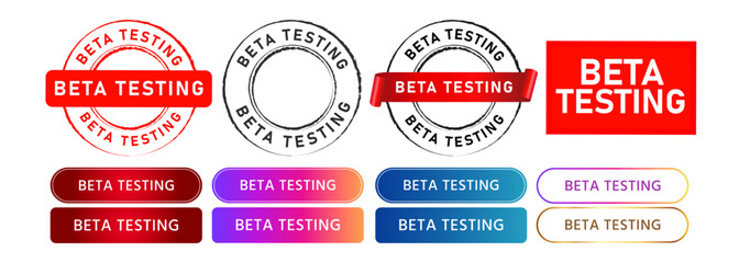 rubber stamp and button beta testing sign for tester software technology internet