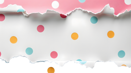 torn polka dot paper sheet isolated on a transparent background