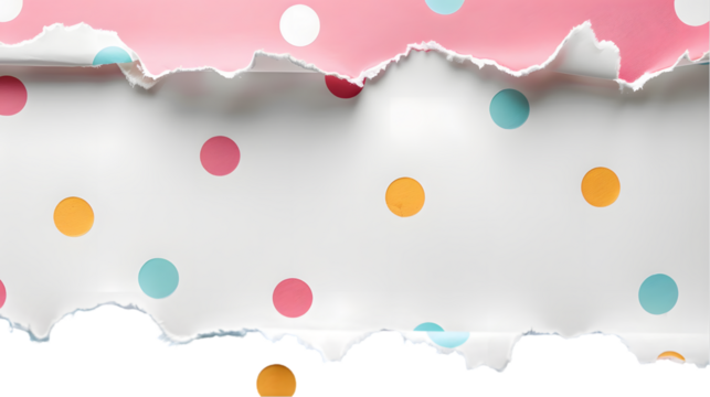 torn polka dot paper sheet isolated on a transparent background
