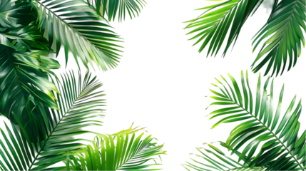 tropical nature green palm leaf isolated on a transparent background