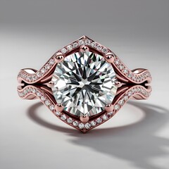 Fototapeta premium A stunning rose gold engagement ring featuring a sparkling diamond center