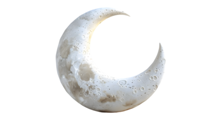 3d moon shape isolated on a transparent background