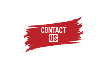 Brush style contact us red banner design on white background.