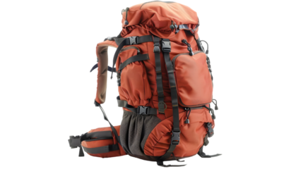 big camping backpack isolated on a transparent background