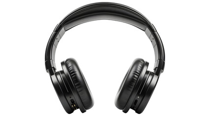black headphones isolated on a transparent background