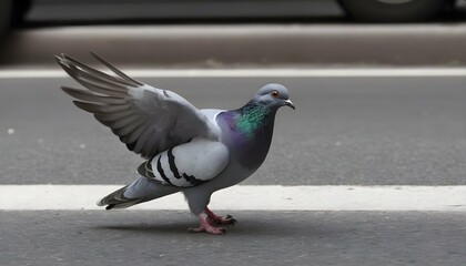 A Pigeon With Its Feathers Buffeted By A Passing C Upscaled 2