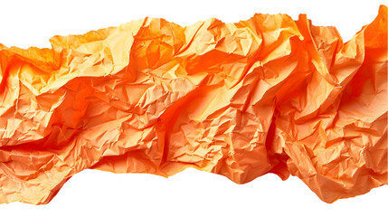 Crumpled Orange Paper Texture isolated on a transparent background