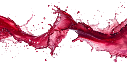 Delicious red wine splash isolated on a transparent background