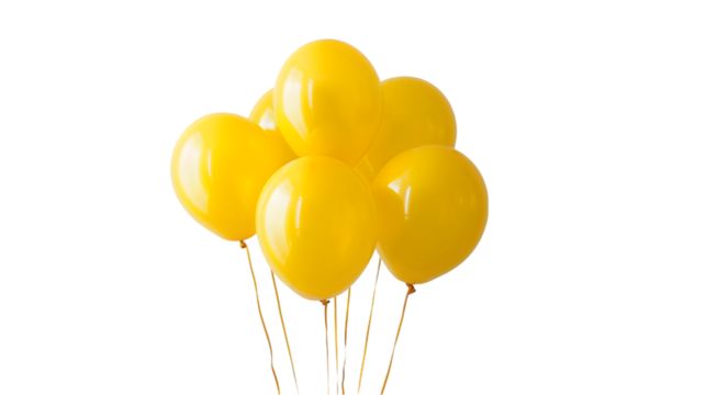 Festive Card with Yellow Balloons on Table isolated on a transparent background - Powered by Adobe