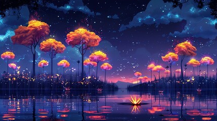 Luminous Wilderness: Fantasy Night Forest
