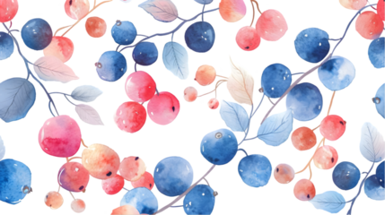 Pastel Berries Pattern isolated on a transparent background