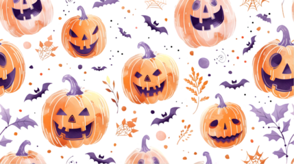 Pastel Halloween Seamless Pattern for Design Use isolated on a transparent background