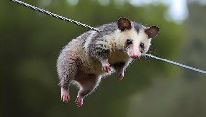A Possum Hanging From A Wire Upscaled 4