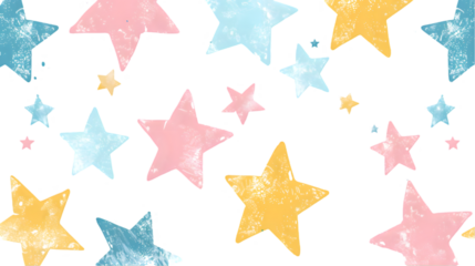 Pastel Star Seamless Pattern for Design isolated on a transparent background